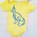 Party Hat Dinosaur Funny Screen Printed Baby Onesie Bodysuit - Yellow with Blue