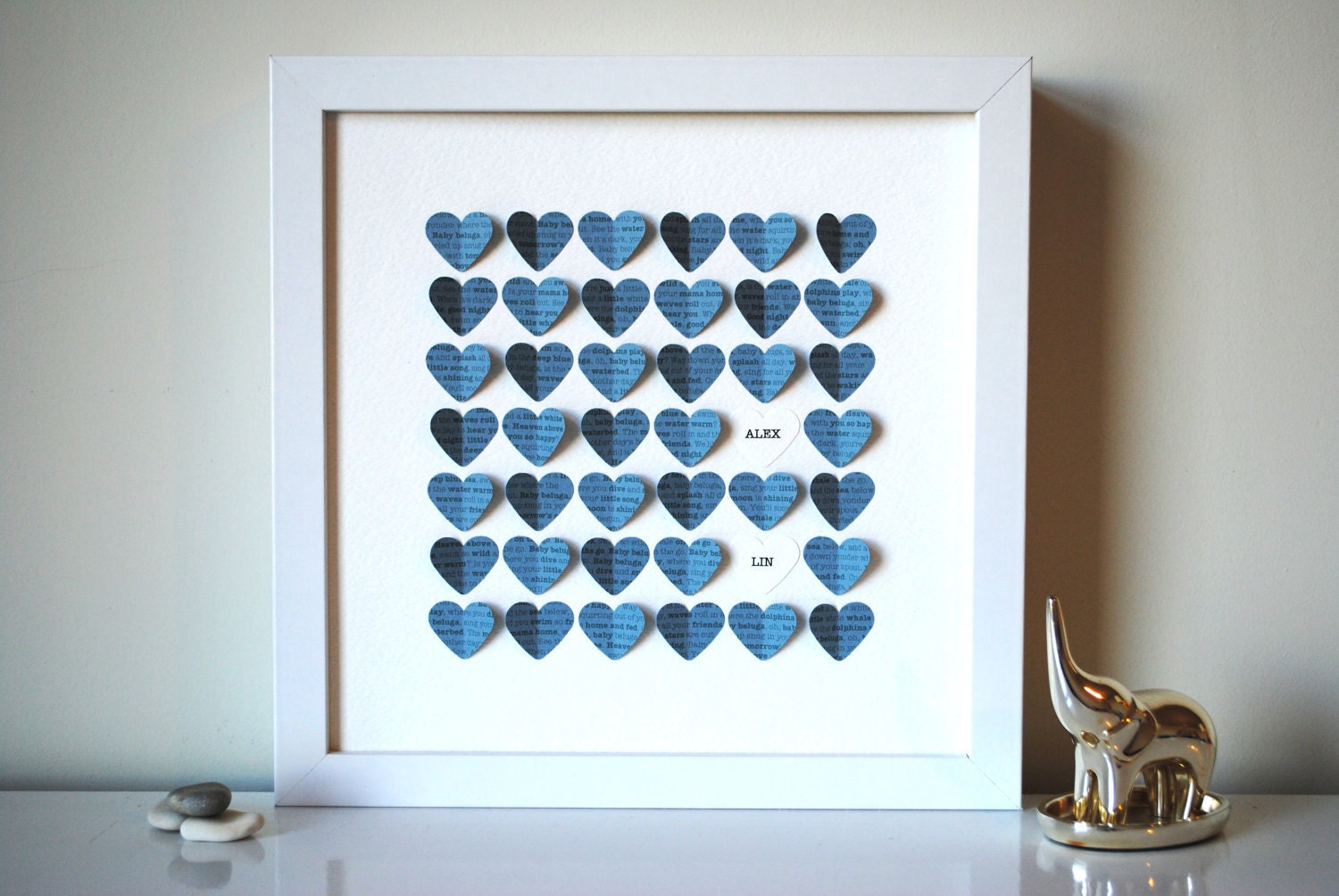 Baby Gift, Personalized 3D You Are My Sunshine Song Hearts - Blue (Unique baby shower gift)