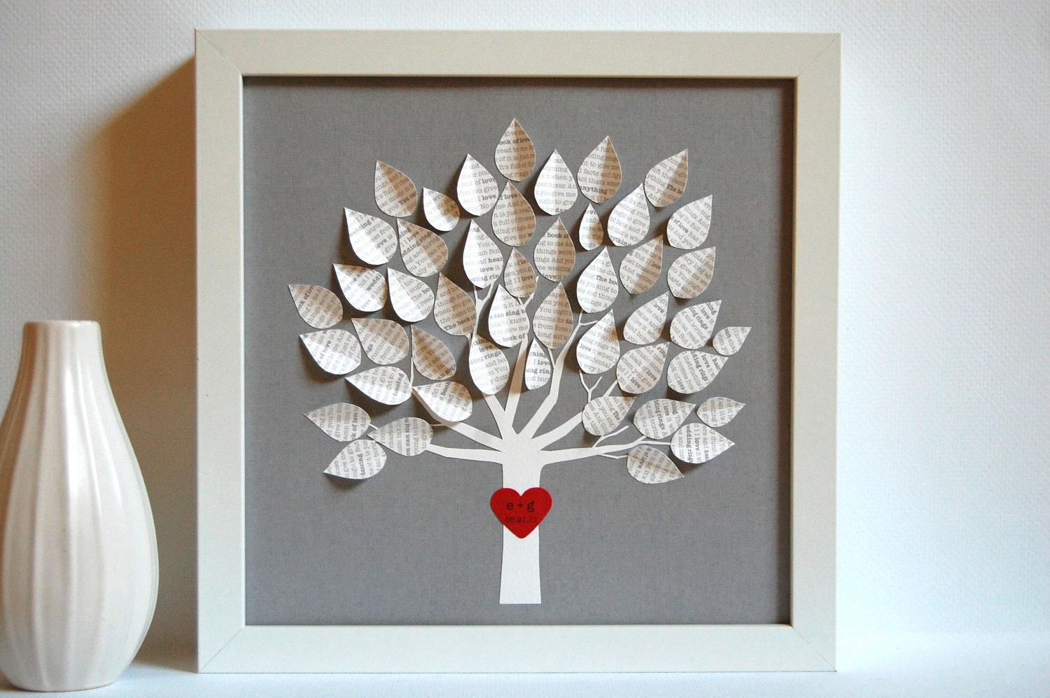 Wedding Gift, Personalized 3D Song Tree - Gray - made with song lyrics, vows (unique anniversary gift)