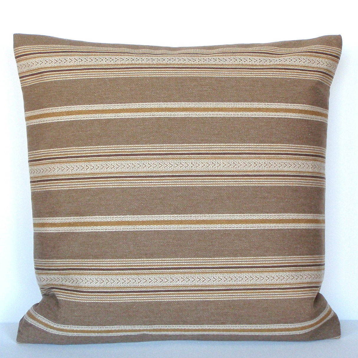 Decorative Beige Pillow - 18x18 -  Southwest Stripe - Brown Beige - Throw Pillow Cover