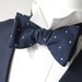 Mens Bow Tie, pin dot, blue and white, freestyle bowtie, classic, for him, self tie, adjustable