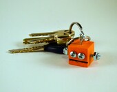 Orange Robot Key Chain, Functional Art