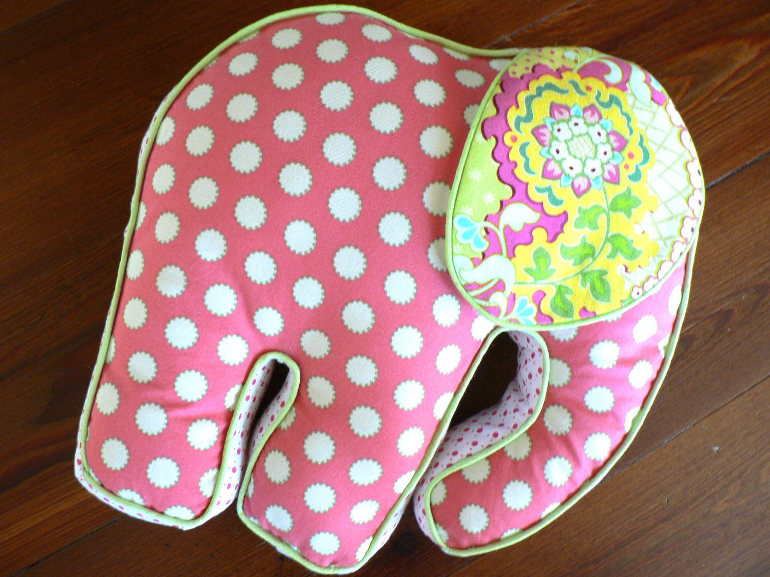 Elephant Pillow Pink Polka-dot and Paisley