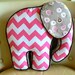 Elephant Pillow Pink Chevron White and Brown - ready ti ship