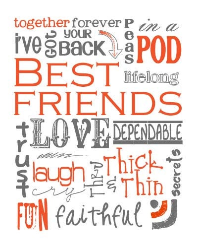 Best Friends Subway Art Digital PRINTABLE 8x10 JPEG file using Pantone Spring 2012 Colors / Multiple Colors Available