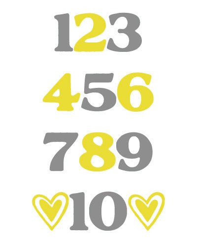 Numbers Digital Nursery Wall Art Decor PRINTABLE 8x10 JPEG File Multiple Colors Available