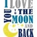 I Love You To The Moon And Back Subway Art Nursery Wall Art Decor 8x10 Print Choose Your Color
