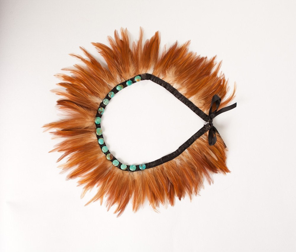 Feather Necklace with Turquoise Detail