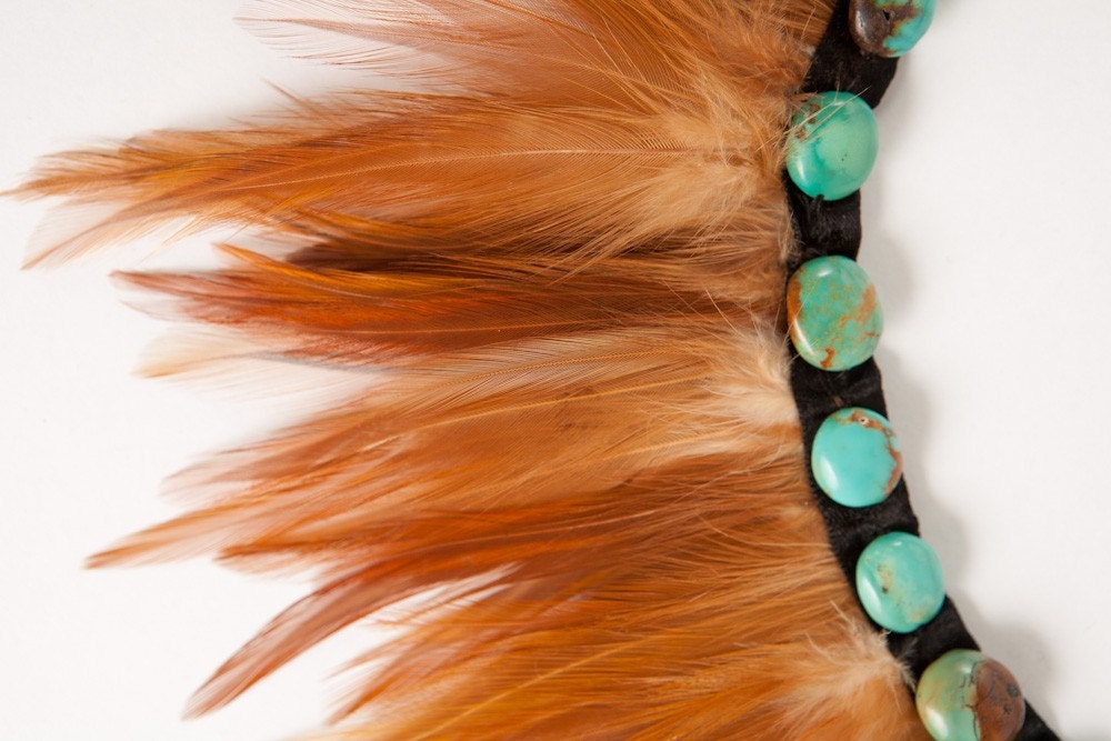 Feather Necklace with Turquoise Detail