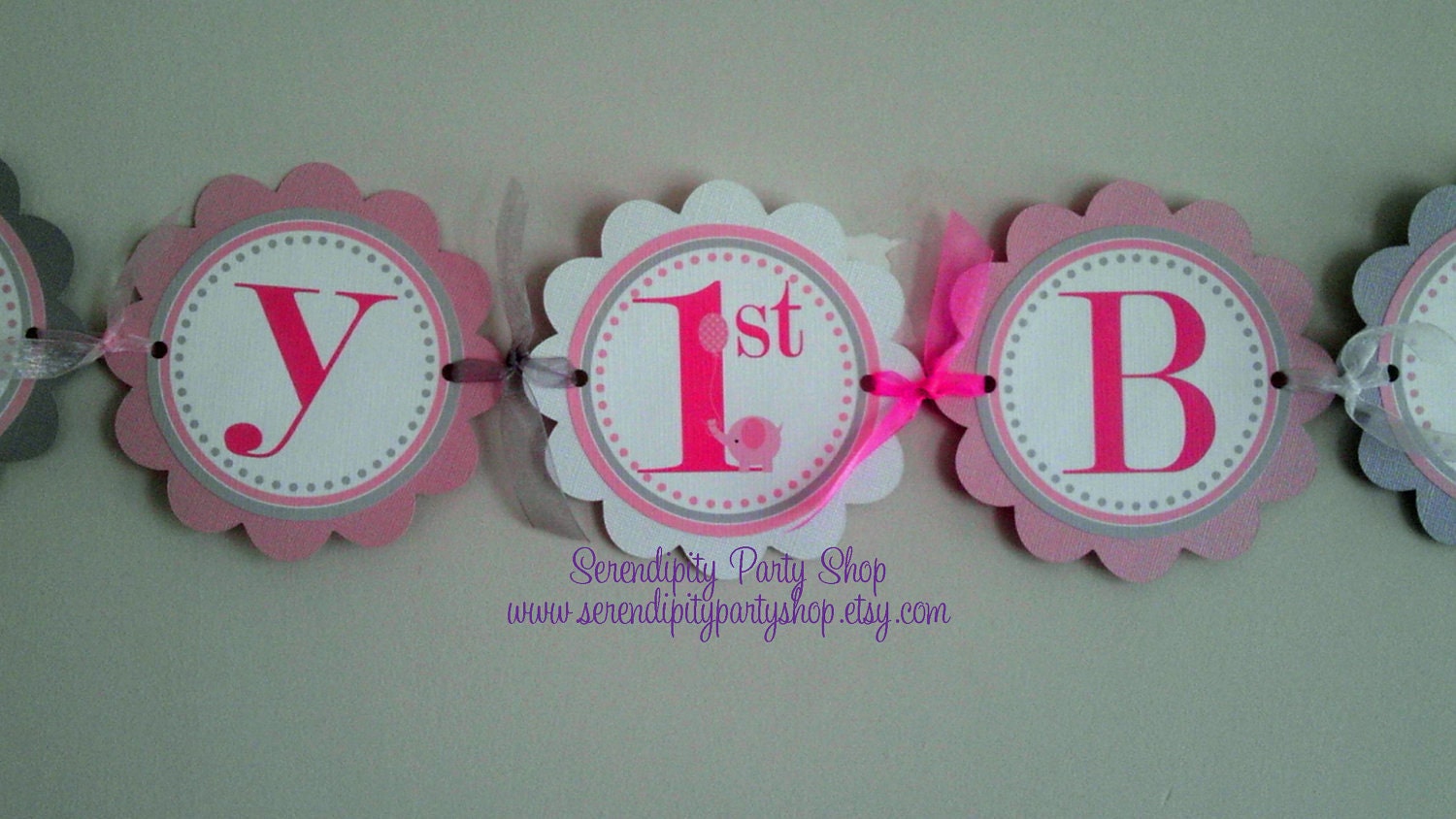 Pink and Grey Elephant Collection: Happy Birthday Banner Il_170x135