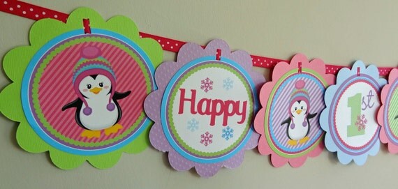 New- Colorful Penguin Word Banner Il_570xn
