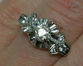 Antique Diamond WG Engagement Ring: Peruzzi Cut, Old Mine Cut. English Beauty