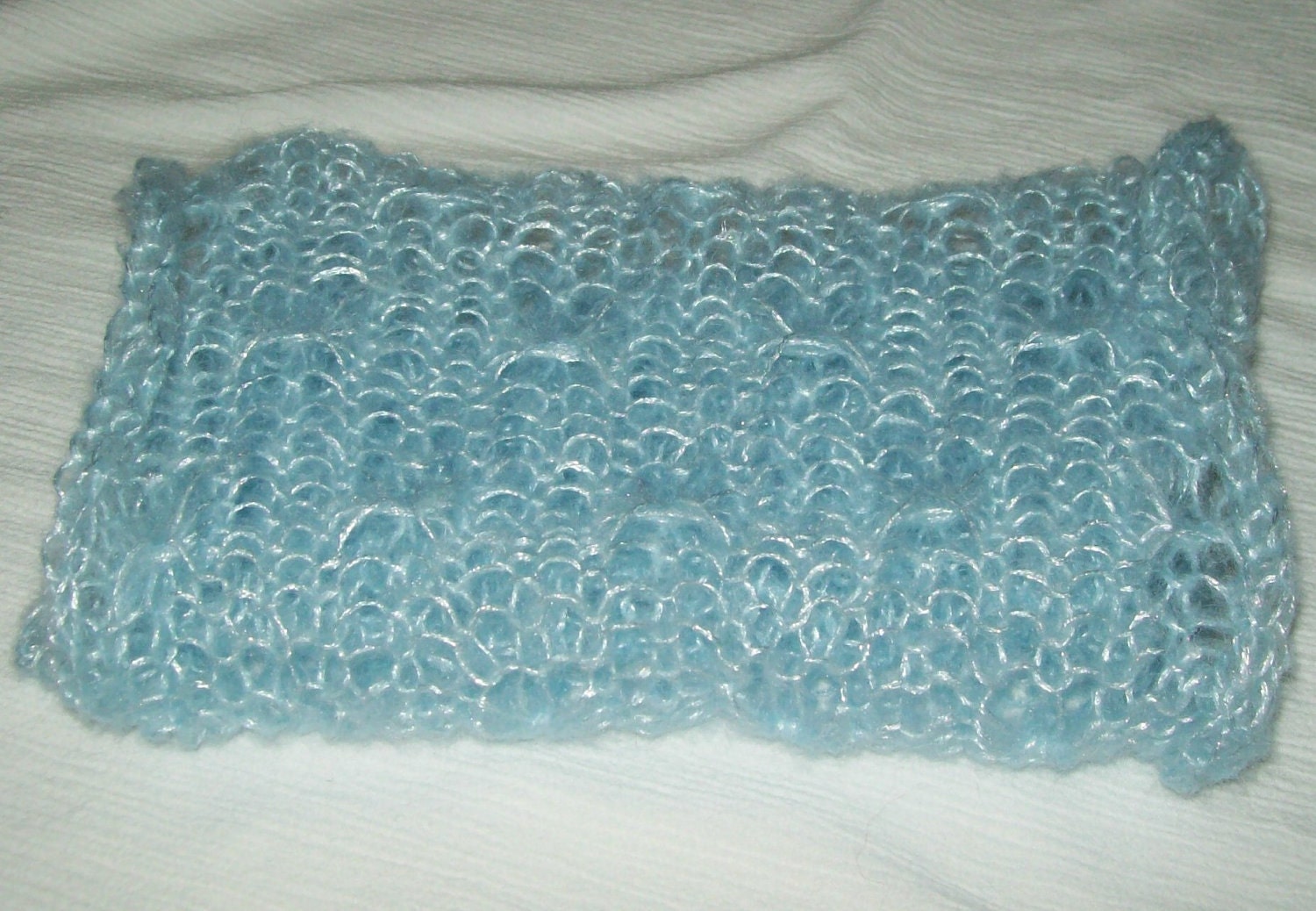Newborn Baby Wrap Knitted Lace Mohair Photo Prop in Baby Blue