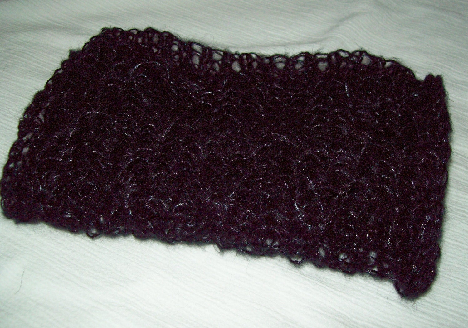 Newborn Baby Knitted Wrap Photo Prop in Black Mohair Lace Stitch