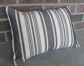 Decorative Pillows French Country Home Ticking Stripe Grey Ivory 12" x 16"