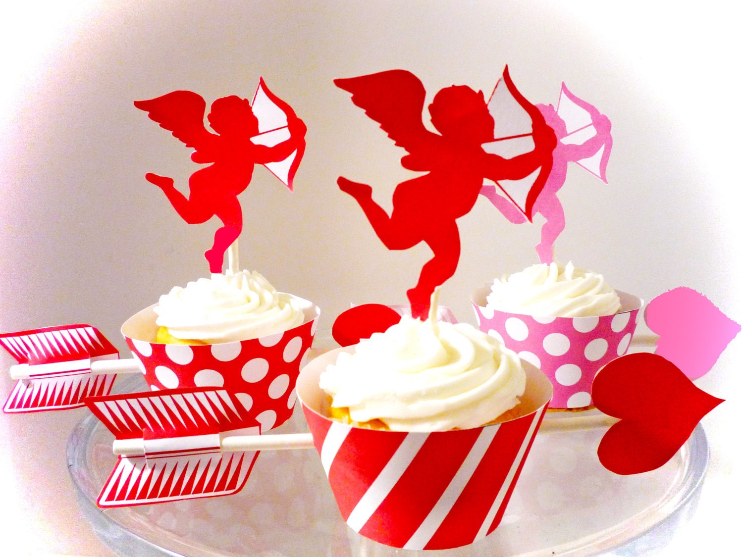 Valentines Day Printable Party Cupid Cupcake Wrappers and Toppers Il_570xn