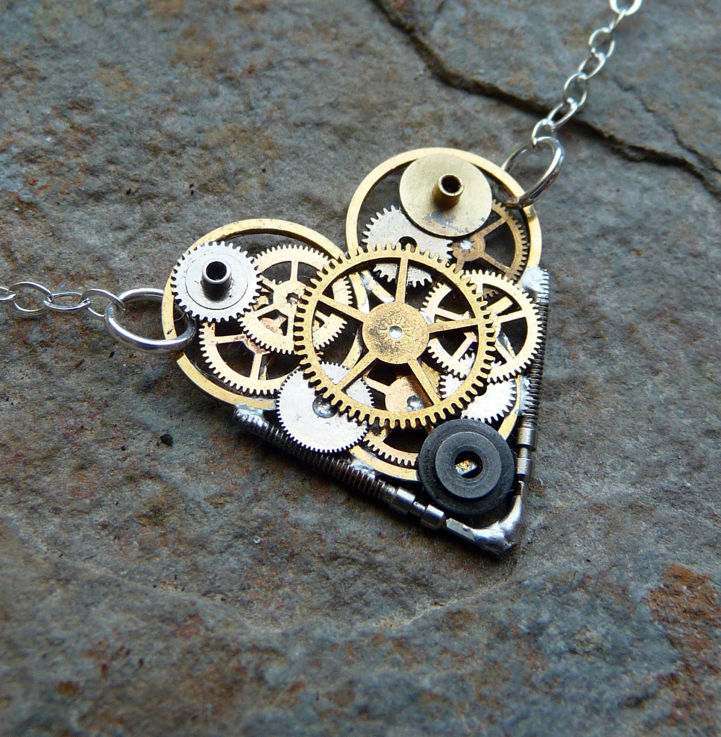 Clockwork Heart Necklace "Infatuation" Elegant Industrial Heart Steampunk Necklace Love Choker Sculpture by A Mechanical Mind