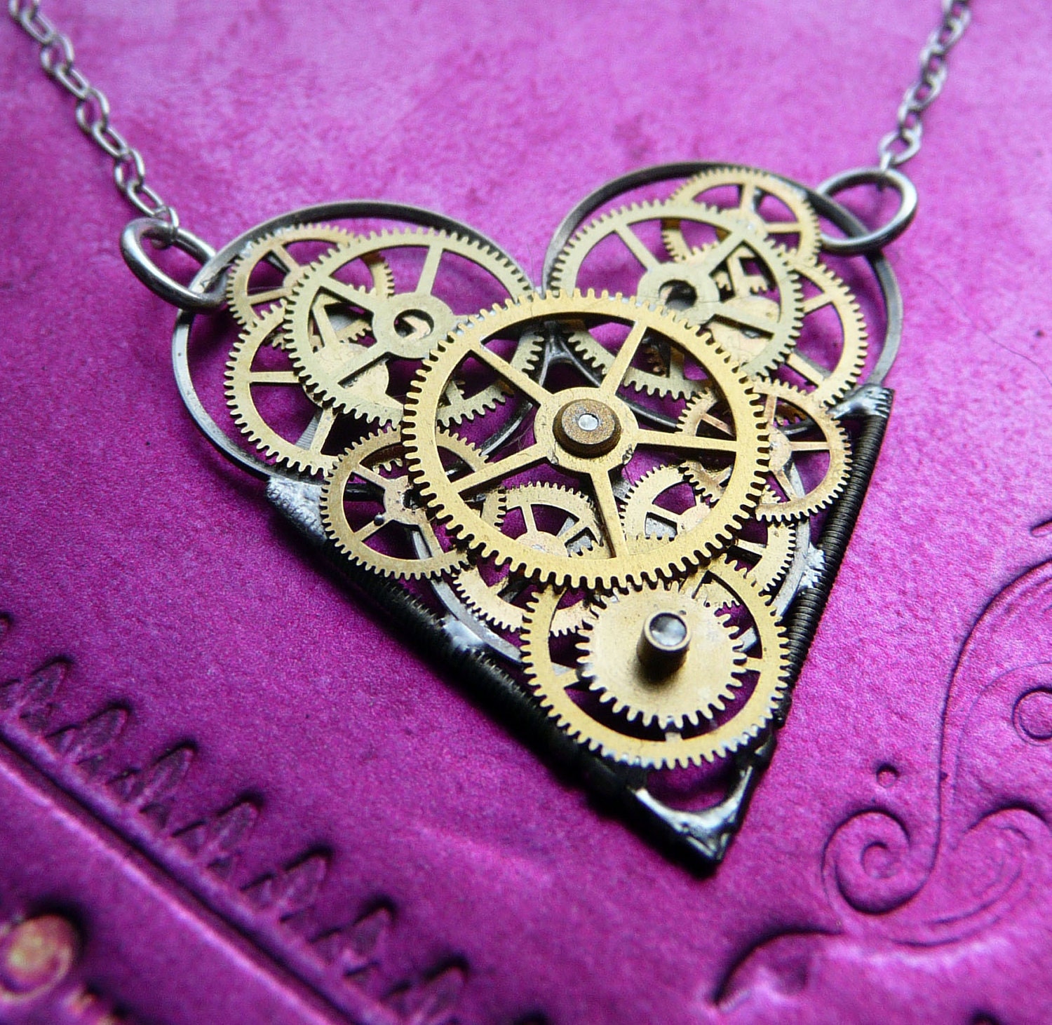 Clockwork Heart Necklace "Corazon" Valentine's Day Special Not Quite Steampunk Necklace Mechanical Love Choker Sculpture A Mechanical Mind