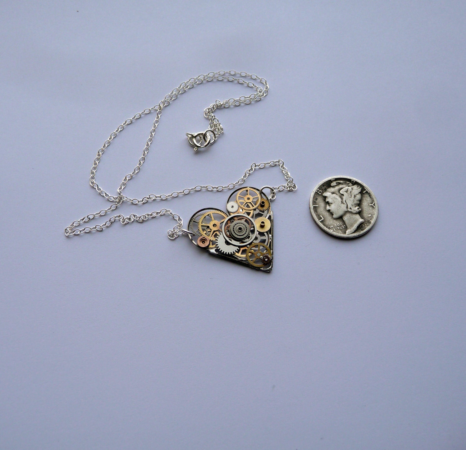 Steampunk Heart Necklace "Embrace" Elegant Industrial Heart Steampunk Necklace Mechanical Love Choker Sculpture by A Mechanical Mind