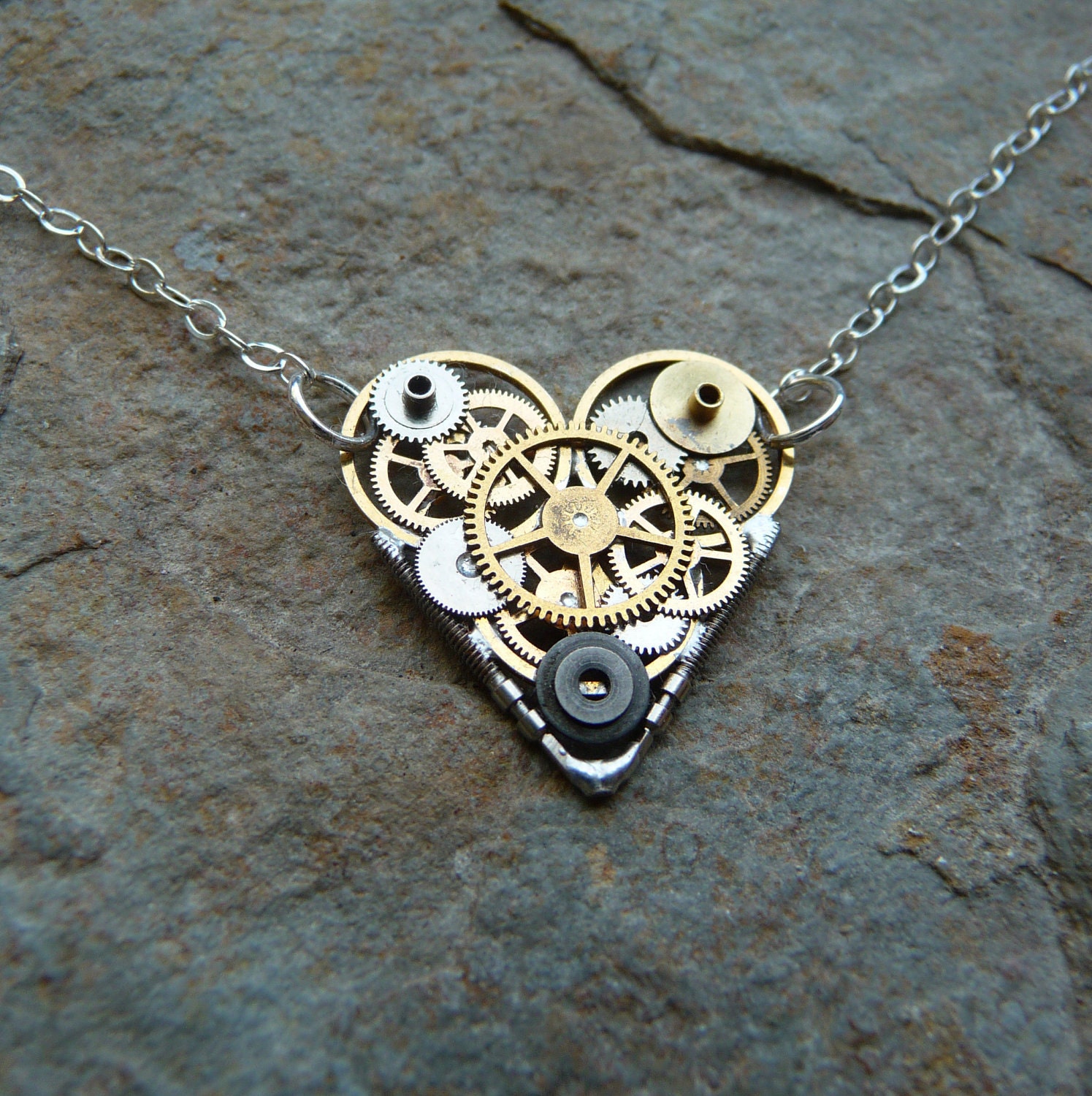 Clockwork Heart Necklace "Infatuation" Elegant Industrial Heart Steampunk Necklace Love Choker Sculpture by A Mechanical Mind