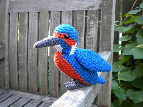 Kingfisher-Amigurumi Crocheted Bird