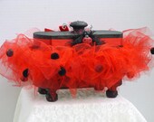 Decorative Box Wooden with  A  Lady Bug Tutu Red and Black with Lady bug on the Front