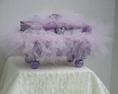 Decorative Wooden Box  Amethyst  with Amethyst Tutu Satin Ribbon & Jewelry Finding