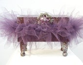 Decorative Music Box Wooden Plum Box and Tutu Sparkles & Silver and Plum Acrylic Rhinestone Flower Finding