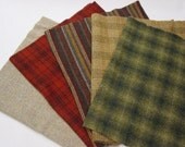 Five Fat Quarters Wool Fabric, Primitive Textures J350