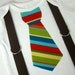 Multi Stripe Tie with Brown Suspenders Toddler Shirt