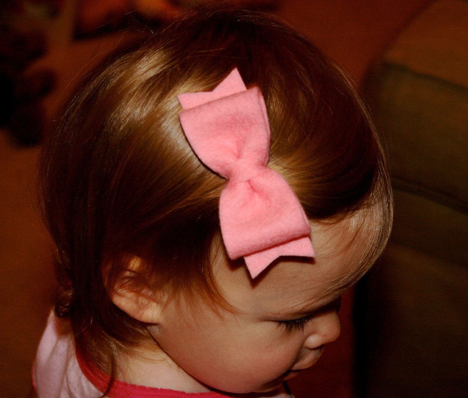Pretty in Pink Bow Wool Felt Hair Clip