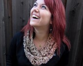 Infinity Mobius Scarf, Tan & Browns Soft (crochet loop scarf)