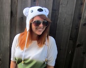 Polar Bear Hat (crochet animal white bear beanie with ear flaps)