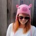 Pig Hat (crochet pink animal hat with ear flaps)