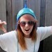 Dinosaur Hat in Blue, Teal & Green (crochet reptile beanie with ear flaps)
