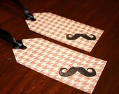 houndstooth mustache gift tags