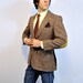 Giorgio Sant'Angelo Oatmeal Brown Birdseye Tweed Professor Blazer 38R 40R