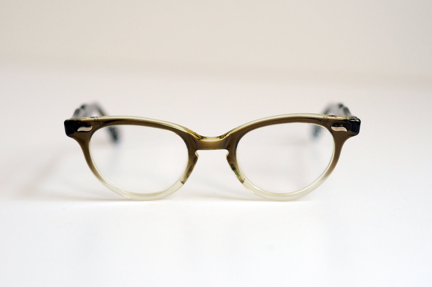 50s Cat Eye Glasses Frames Imperial Brown Clear Fade