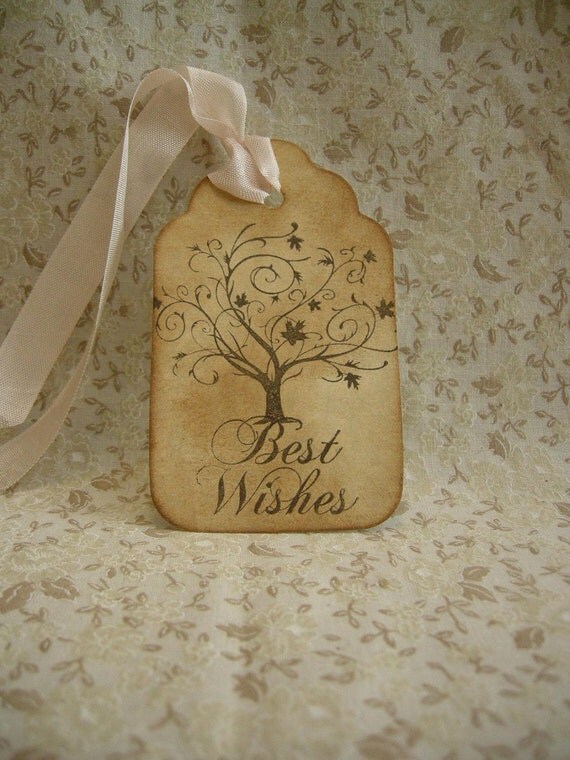 Vintage Style Best Wishes Gift Tag with by FyreflyHollow on Etsy