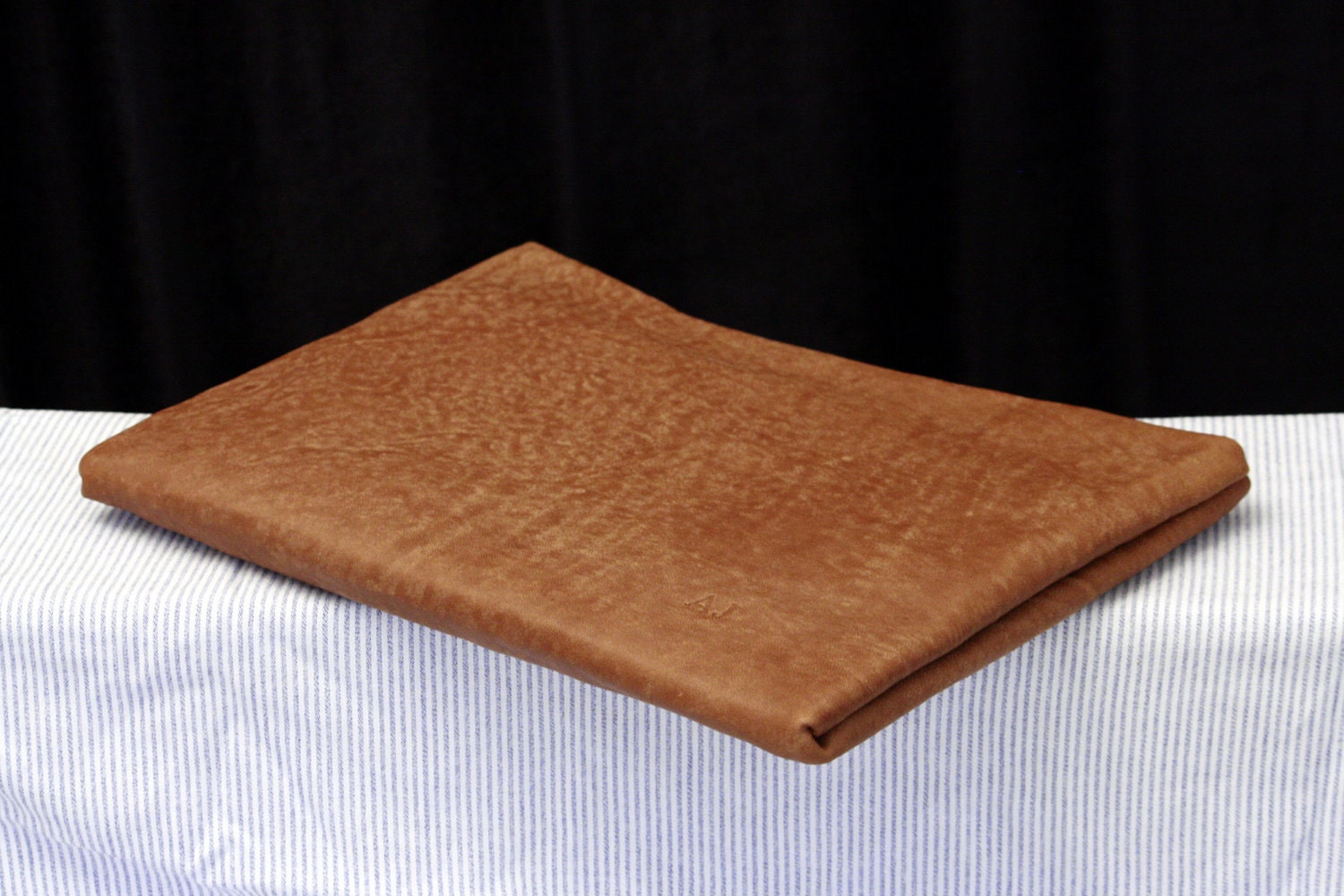 Chocolate Lambskin MacBook 11 Sleeve, iPad Pocket, Linen Lined