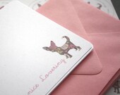 Personalized Stationery - Pink Floral Chihuahua Flat Notes - Set of 8