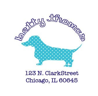Personalized Polka Dot Dachshund Return Address Labels- Set of 20