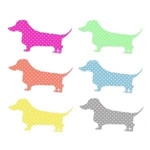 Personalized Stationery Polka dot Dachshund Flat Notes with Envelopes- Set of 8