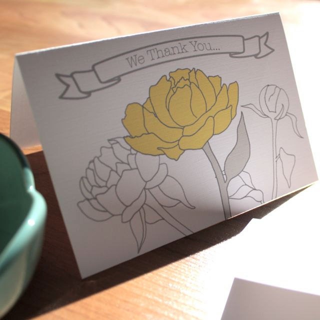 Gray Floral Thank You from Us- Folded Notes Set of 8