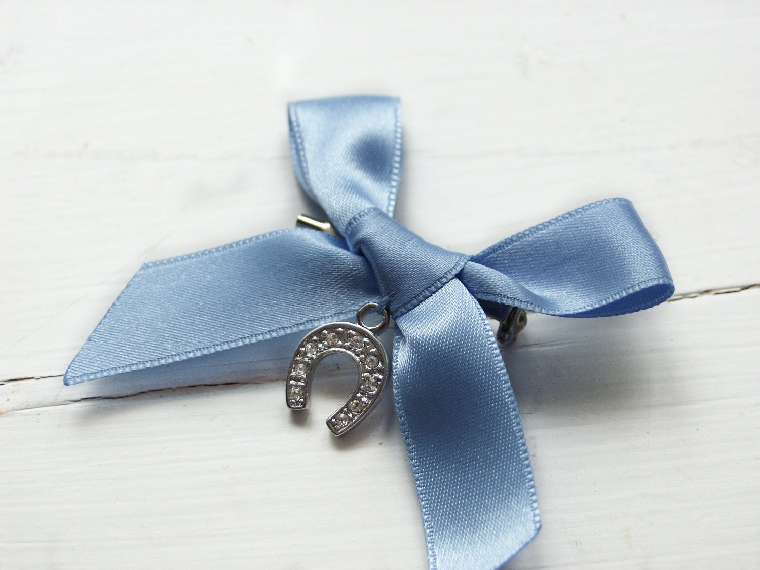 Something Blue Lucky Horseshoe Brooch Charm