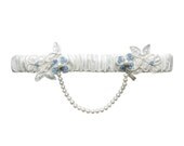sweetheart silk bridal garter with pearl drape & something blue