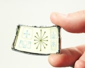 vintage atomic plate chunk brooch . broken 1950s starburst Taylorstone Cathay pattern ceramic saucer . silver edges . gift for artists