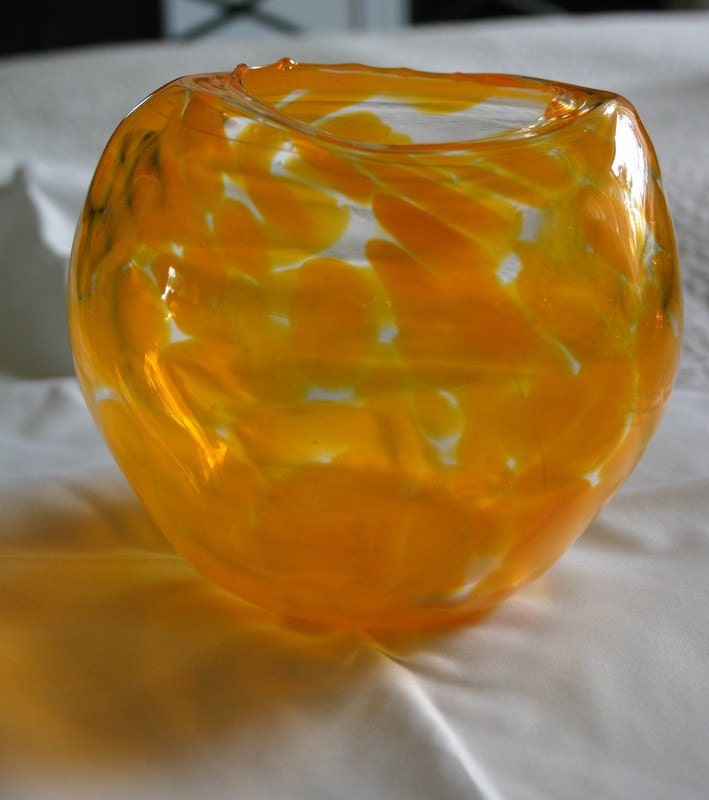 Orange Blown Glass Bowl