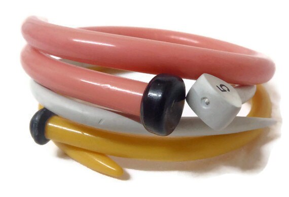 Eco Friendly Vintage Knitting Needles Bracelet.Australian Pink and Grey Galah Inspired Set Of 3. LARGE-SALE