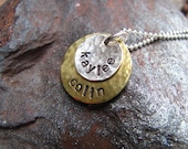 Sterling Silver and Brass Personalized Hand Stamped Necklace